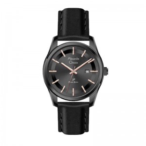 Alexandre Christie AC 1027 Full  Black Leather Rosegold Tick Man MDLIPBARG
